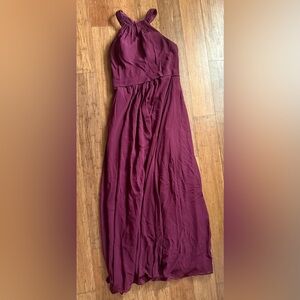 Elegant Burgundy Maxi Bridesmaid Dress